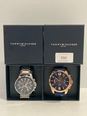 2 X TOMMY HILFIGER WATCHES VARIOUS MODELS INCLUDING MODEL TH.95.1.14.2931 (SILVER WATCH HAS DAMAGED ENAMEL) - LOCATION 6B.