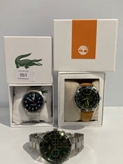 3 X WATCHES VARIOUS BRANDS AND MODELS INCLUDING LACOSTE WATCH MODEL LC.123.1.14.2946 - LOCATION 6B.