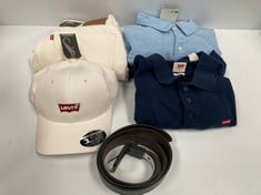 5 X LEVIS GARMENTS VARIOUS MODELS AND SIZES INCLUDING BEIGE CAP - LOCATION 5C.