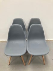 4 X GREY DINING CHAIRS (DAMAGED).