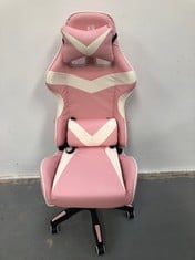 ERGONOMIC GAMING DESK CHAIR FOR VIDEOGAMES, COMPUTER, OFFICE, STUDY. LUMBAR AND CERVICAL CUSHION. HEIGHT ADJUSTABLE AND RECLINING. PINK P.V.P 99,99€.