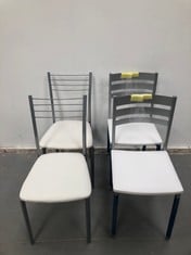 4 X VARIETY OF WHITE HOUSEHOLD CHAIRS (2 DIRTY CHAIRS).