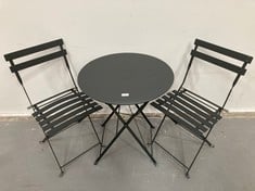 SET OF 3 GARDEN FURNITURE, TABLE AND 2 CHAIRS, GARDEN, OUTDOOR, FOLDING, TABLE AND CHAIRS FOR TERRACE RETRO STYLE, WITH STEEL STRUCTURE, BISTRO STYLE, NON-SLIP LEGS, SMALL BALCONIES, TERRACES.