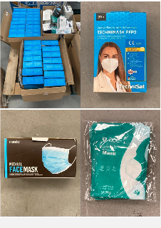 PALLET WITH VARIETY OF MASKS INCLUDING 20 X PARTIKELFILTRIERENDE HALBMASKE.