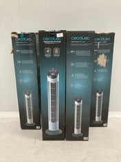 4 X CECOTEC ENERGYSILENCE 790 SKYLINE TOWER FAN WITH TIMER. 50 W, 30'' (76CM) HIGH, MECHANICAL, OSCILLATING, COPPER MOTOR, 3 SPEEDS, WHITE.