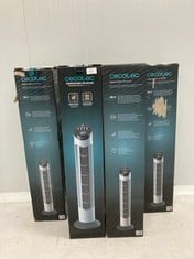 4 X CECOTEC ENERGYSILENCE 790 SKYLINE TOWER FAN WITH TIMER. 50 W, 30'' (76CM) HIGH, MECHANICAL, OSCILLATING, COPPER MOTOR, 3 SPEEDS, WHITE.