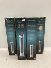 4 X CECOTEC ENERGYSILENCE 790 SKYLINE TOWER FAN WITH TIMER. 50 W, 30'' (76CM) HIGH, MECHANICAL, OSCILLATING, COPPER MOTOR, 3 SPEEDS, WHITE.