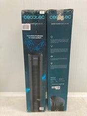 2 X CECOTEC ENERGYSILENCE 9090 SKYLINE DIGITAL TOWER FAN WITH REMOTE CONTROL AND TIMER. 45 W, 40'' (102CM) HIGH, OSCILLATING, COPPER MOTOR, 3 SPEEDS, BLACK.