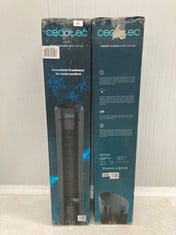 2 X CECOTEC ENERGYSILENCE 9090 SKYLINE DIGITAL TOWER FAN WITH REMOTE CONTROL AND TIMER. 45 W, 40'' (102CM) HIGH, OSCILLATING, COPPER MOTOR, 3 SPEEDS, BLACK.