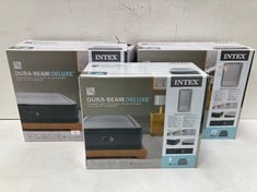 3 X INTEX INFLATABLE MATTRESSES INCLUDING INTEX DURA-BEAM DELUXE COMFORT-PLUSH ELEVATED AIR MATTRESS 152X203X46.