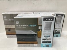 3 X INFLATABLE MATTRESSES INCLUDING INTEX DURA-BEAM DELUXE COMFORT-PLUSH HIGH-RISE AIR MATTRESS 152X203X56CM.