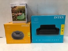 4 X VARIETY OF INFLATABLE ITEMS INCLUDING INTEX SOFA MEASURING 2,03MX2,31MX66CM.