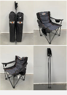 4 X OVERMONT CHAIRS AND HIKING POLES HEAD .