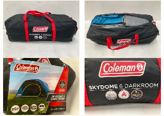 COLEMAN SKYDOME 6 TENT, SPACIOUS SIX-PERSON TENT, QUICK PITCHING, FULLY INTEGRATED FLOOR, DARK ROOM TECHNOLOGY FOR A COOLER AND DARKER LIVING SPACE, 100% WATERPROOF.