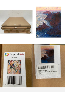 5 X PAINTINGS OF DIFFERENT SIZES AND MODELS INCLUDING LEGENDARTE - CANVAS PAINTING, DIGITAL PRINT - ROCKS AT BELLE-LLE, PORT-DOMOIS - CLAUDE MONET - WALL DECORATION CM. 50X60.