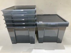 6 X GREY STORAGE BOXES.