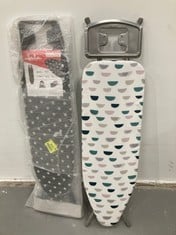 2 X IRONING BOARD INCLUDING JATA HPLA8100 - FOLDING IRONING BOARD, SIZE 110 X 32 CM, 100% COTTON COVER, IRON REST, EUROPEAN MADE, BLACK AND WHITE (IRONING BOARD WITH DAMAGED LEGS).