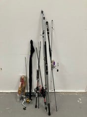 8 X ASSORTMENT OF FISHING TACKLE INCLUDING MITCHELL TRAXX MX FISHING ROD.