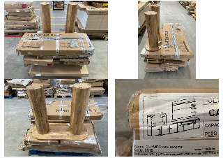 PALLET OF A VARIETY OF FURNITURE OF DIFFERENT SIZES AND MODELS INCLUDING TELEVISION FURNITURE (MAY BE BROKEN OR INCOMPLETE).