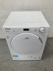 CANDY SMART CSE C8LF-S, CONDENSING TUMBLE DRYER, 8KG, HEAT PUMP, DIGITAL AND CONTROLS, NFC, 14 CYCLES, SOCKET CONDENSATION TANK, EASY IRONING, 3-6-9H START, COLUMN INSTALLATION, WHITE (P.V.P. 339€).