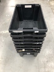 8 X BLACL PLASTIC TOTE BOXES