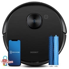 ECOVACS DEEBOT T9 AIVI ROBOT HOOVER WITH SCRUBBING SYSTEM, 4-STAGE CLEANING AND ANTI-TANGLE BRUSH, AI, 3000 PA, 3D OBSTACLE DETECTION, 180 MIN BATTERY, ALEXA, BLACK (RRP 478,30€).