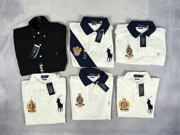 Polo Ralph Lauren Polo Shirts And Shirt With Tags 6x Units, (Security Tag Damage) - Size 2x XL,2x S,L,M  (VAT ONLY PAYABLE ON BUYERS PREMIUM) (BAAP154/281)