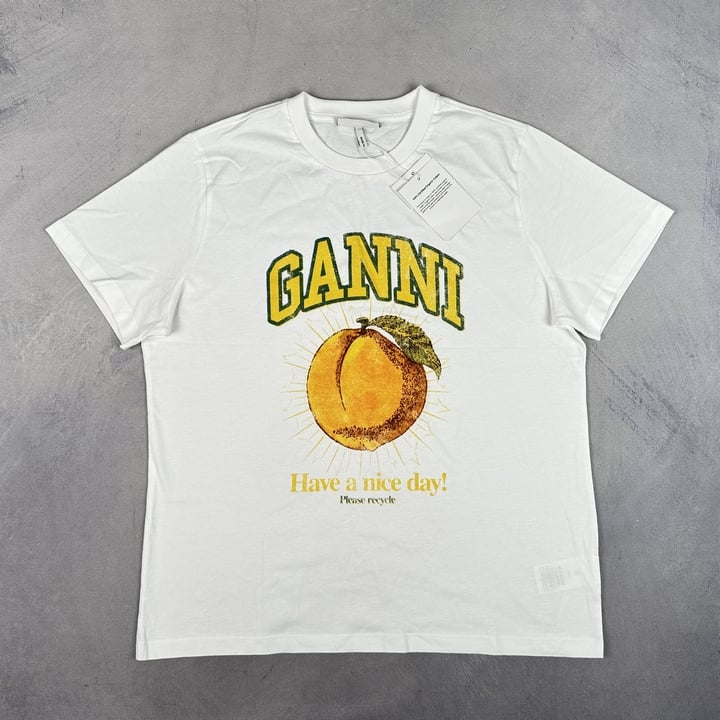 Ganni Peach T-Shirt With Tags - Size M (VAT ONLY PAYABLE ON BUYERS PREMIUM) (BAAP214)