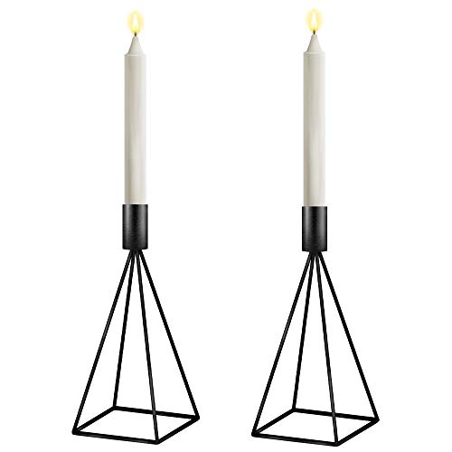 John Pye Auctions 18 X BLACK CANDLESTICK HOLDERS WITH METAL CHROME