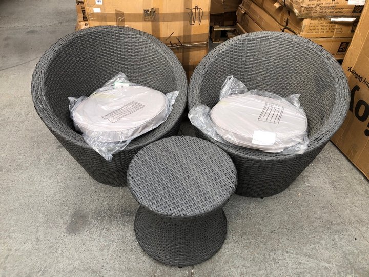 John Pye Auctions GARDENLINE RATTAN EFFECT 3 PIECE BISTRO EGG SET IN ANTHRACITE/GREY LOCATION