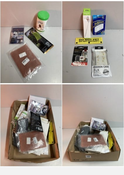 BOX OF TECH TO INCLUDE SCREEN PROTECTORS AND WIPES