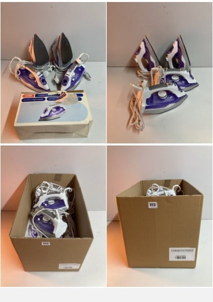 BOX OF STEAM IRONS