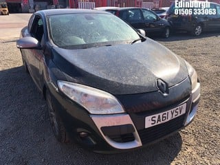 Location: Edinburgh - 2011 RENAULT MEGANE GT LINE TOMTOM TCE Coupe REG: SA61YSV, Keys: No, MOT Expiry date: 03/07/2023, 1397 Petrol, 6 Speed Manual Petrol, Former Keepers: 5