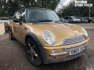 Location: Mitcham - 2003 MINI MINI COOPER 3 Door Hatchback REG: GM03JSZ, Keys: No, MOT Expiry date: 21/03/2025, 1598 Petrol, 5 Speed Manual Petrol, Former Keepers: 9