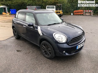 Location: BRENTWOOD - 2013 MINI COUNTRYMAN ONE 5 DOOR HATCHBACK REG: NJ63WNZ, 1598cc PETROL, 6 SPEED MANUAL PETROL, Former Keepers: 4, Keys: No, MOT: Expiry date25/09/2024