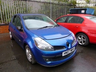 Location:  Hayes - 2007 RENAULT CLIO DYNAMIQUE 5 Door Hatchback REG: HN07MHV, Keys: No, MOT Expiry date: 15/01/2025, 1390 Petrol, 5 Speed Manual Petrol, Former Keepers: 5