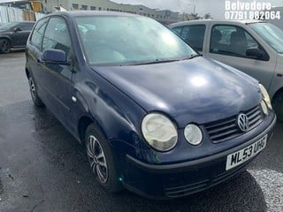 Location: Belvedere - 2003 VOLKSWAGEN POLO SE 3 Door Hatchback REG: ML53UHG, Keys: No, MOT Expiry date: 15/02/2025, 1390 Petrol, 5 Speed Manual Petrol, Former Keepers: 8