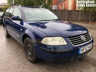 Location: Nottingham - 2002 VOLKSWAGEN PASSAT S TDI Estate REG: HF52WXE, Keys: No, MOT Expiry date: 22/10/2023, 1896 Diesel, 5 Speed Manual Diesel, Former Keepers: 7