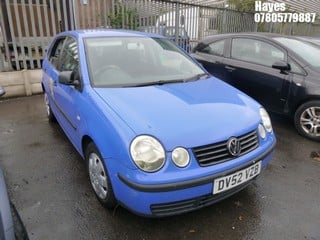 Location:  Hayes - 2003 VOLKSWAGEN POLO E 5 Door Hatchback REG: DV52VZB, Keys: No, MOT Expiry date: 15/12/2023, 1198 Petrol, 5 Speed Manual Petrol, Former Keepers: 5