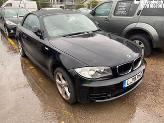 Location: North Woolwich - 2010 BMW 118I SPORT Convertible REG: LJ10PHZ, Keys: No, MOT Expiry date: 03/02/2024, 1995 Petrol, 6 Speed Manual Petrol, Former Keepers: 3