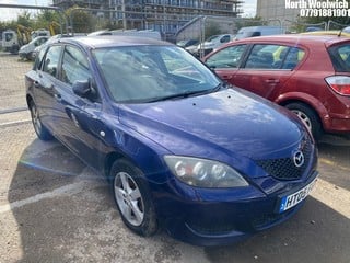 Location: North Woolwich - 2005 MAZDA 3 SAKATA 5 Door Hatchback REG: HT05FGM, Keys: No, MOT Expiry date: 02/10/2024, 1598 Petrol, 5 Speed Manual Petrol, Former Keepers: 6