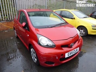 Location:  Hayes - 2011 TOYOTA AYGO ICE VVT-I 3 Door Hatchback REG: GV11CLN, Keys: No, MOT Expiry date: 09/03/2024, 998 Petrol, 5 Speed Manual Petrol, Former Keepers: 8