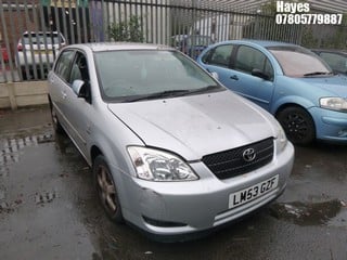 Location:  Hayes - 2003 TOYOTA COROLLA T3 VVTI 5 Door Hatchback REG: LM53GZF, Keys: No, MOT Expiry date: 04/05/2024, 1598 Petrol, 5 Speed Manual Petrol, Former Keepers: 2