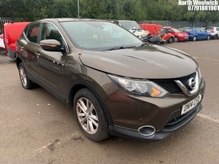 Location: North Woolwich - 2014 NISSAN  QASHQAI ACENTA SMART VIS 5 Door Hatchback REG: DN14CFD, Keys: No, MOT Expiry date: 07/05/2025, 1198 Petrol, 6 Speed Manual Petrol, Former Keepers: 4