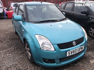 Location: Edinburgh - 2010 SUZUKI SWIFT GLX 5DR 5 Door Hatchback REG: SV60UPM, Keys: No, MOT Expiry date: 01/11/2024, 1490 Petrol, 5 Speed Manual Petrol, Former Keepers: 3