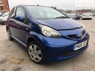 Location: Nottingham - 2008 TOYOTA AYGO BLUE VVT-I 5 Door Hatchback REG: PN08XZG, Keys: No, MOT Expiry date: 23/03/2024, 998 Petrol, 5 Speed Manual Petrol, Former Keepers: 5