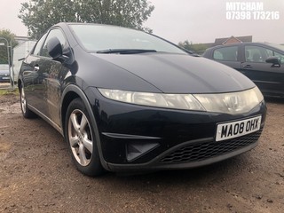 Location: Mitcham - 2008 HONDA CIVIC SE I-VTEC 5 Door Hatchback REG: MA08OHX, Keys: No, MOT Expiry date: 22/04/2024, 1799 Petrol, 6 Speed Manual Petrol, Former Keepers: 4