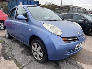 Location: Hull - 2004 NISSAN MICRA SE 5 Door Hatchback REG: MV54UAZ, Keys: No, MOT Expiry date: 30/10/2023, 1240 Petrol, 5 Speed Manual Petrol, Former Keepers: 13