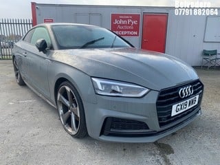 Location: BELVEDERE - 2019 AUDI A5 S LINE BLACK ED 40 TFS COUPE REG: GX19WWB, 1984cc PETROL, 7 SPEED S-AUTO PETROL, Former Keepers: 2, Keys: No, MOT: Expiry date26.06.2025