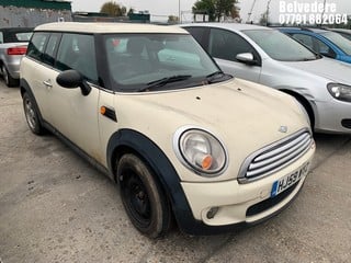 Location: Belvedere - 2009 MINI ONE CLUBMAN Estate REG: HJ59WVZ, Keys: No, MOT Expiry date: 17/05/2024, 1397 Petrol, 6 Speed Manual Petrol, Former Keepers: 5